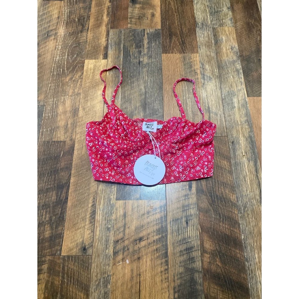 Princess Polly Red Floral Crop Top
